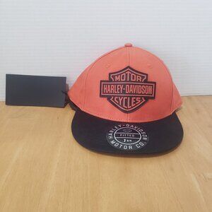 Harley Davidson Motorcycles Men's Orange & Black Hat Fitted Size‎ 3XL 7 3/4 NWT